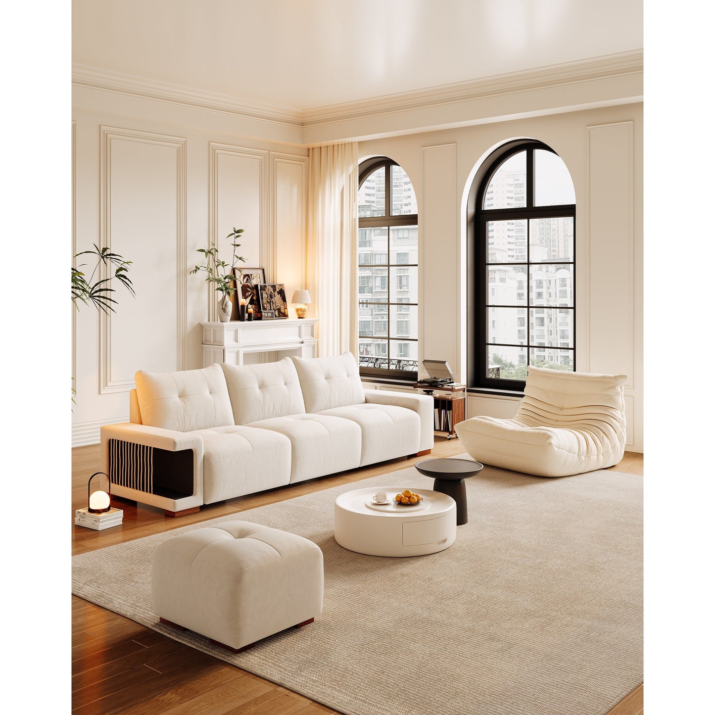 Divano a 3 posti rivestito in velluto 89 con nido per gatti, tessuto impermeabile e antigraffio