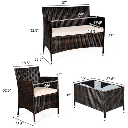 Set da conversazione in rattan da 8 pezzi, set di mobili da esterno con tavolino