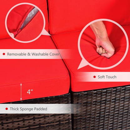 Set di 8 mobili da giardino in rattan, tavolo con braciere, supporto per serbatoio, copertura per terrazza