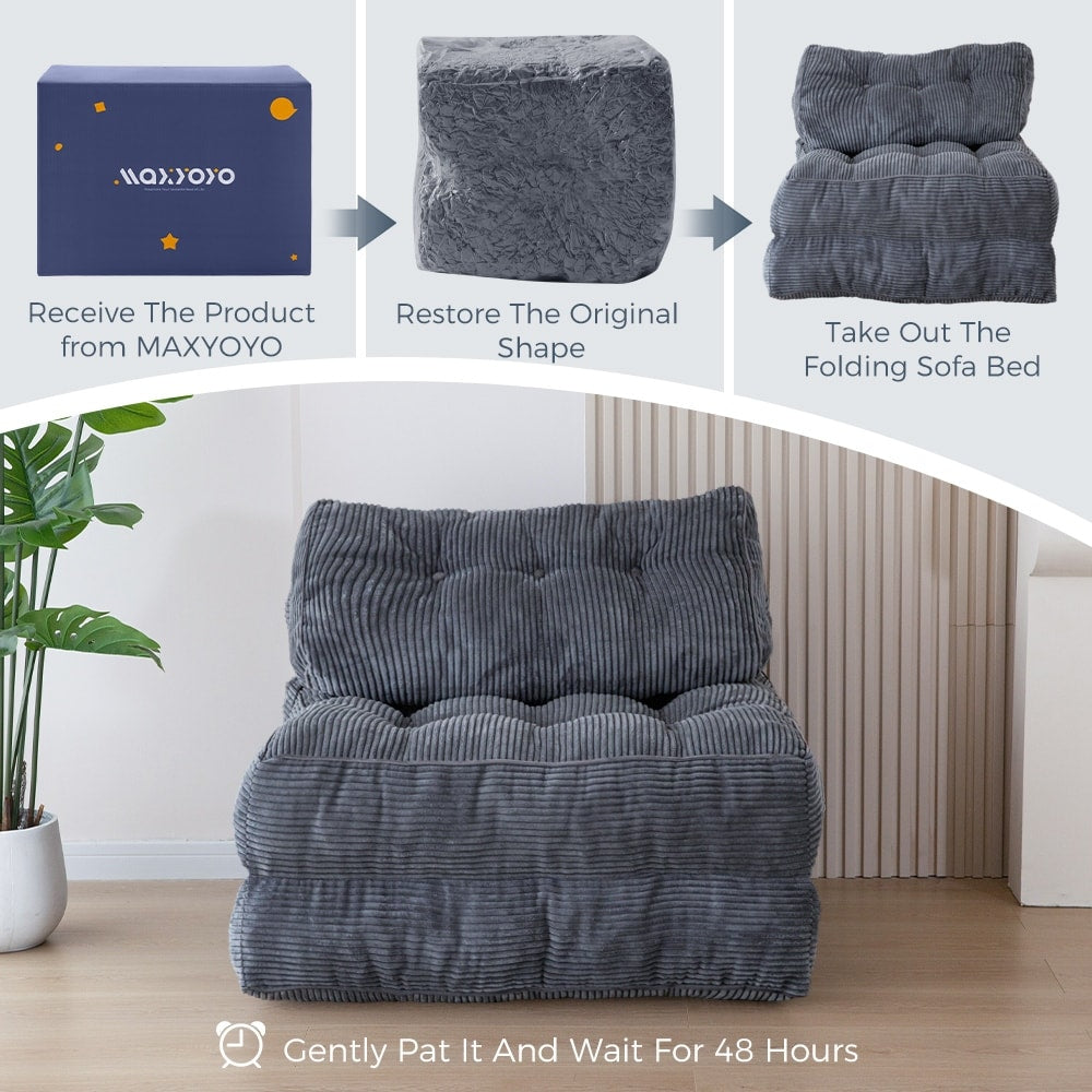 Divano letto pieghevole in velluto a coste, singolo