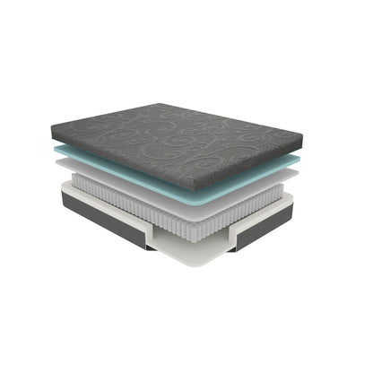 Materasso ibrido in memory foam con infusione di gel per letto matrimoniale, 8 posti, grigio scuro, materasso in una scatola, materasso dal comfort rigido