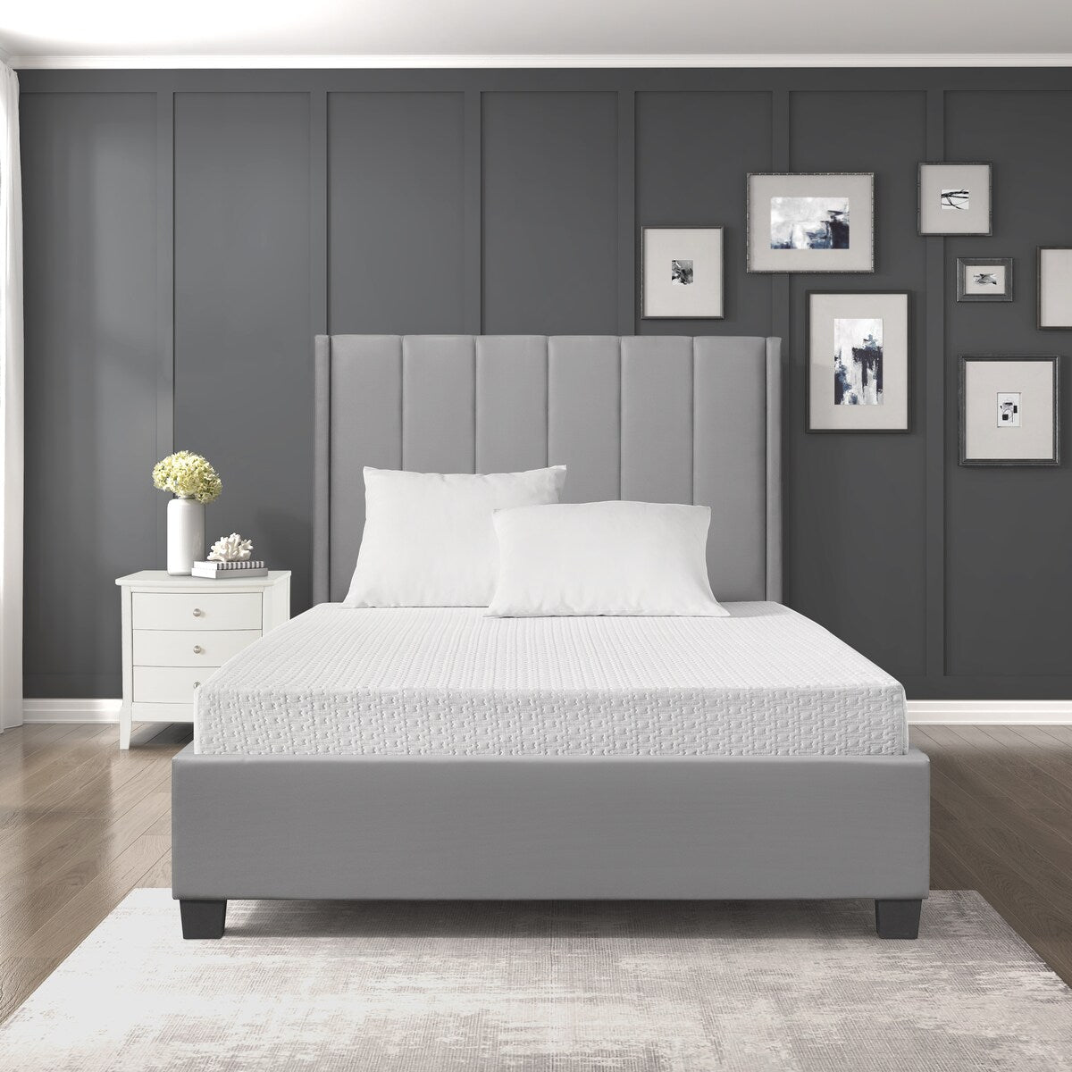 Materasso Queen Size traspirante in memory foam Cool Gel, bianco, materasso in scatola, materasso comfort rigido