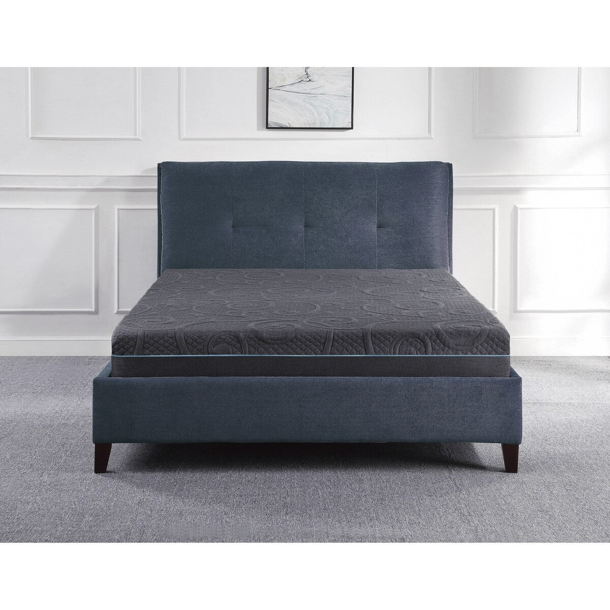 Materasso ibrido in memory foam con infusione di gel per letto matrimoniale 8, grigio scuro, materasso in una scatola, materasso dal comfort rigido