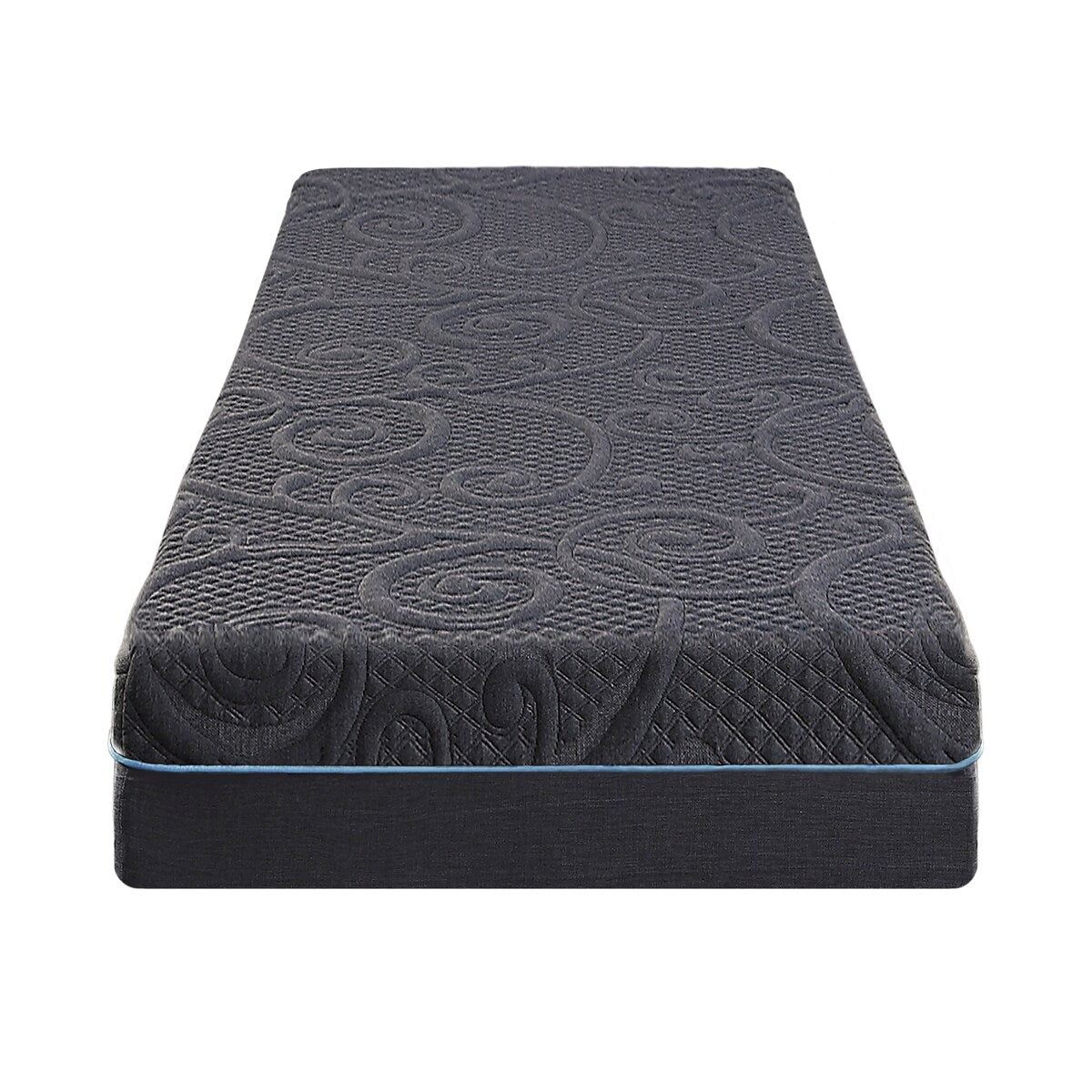 Materasso ibrido in memory foam con infusione di gel per letto singolo, grigio scuro, materasso in una scatola, materasso dal comfort rigido
