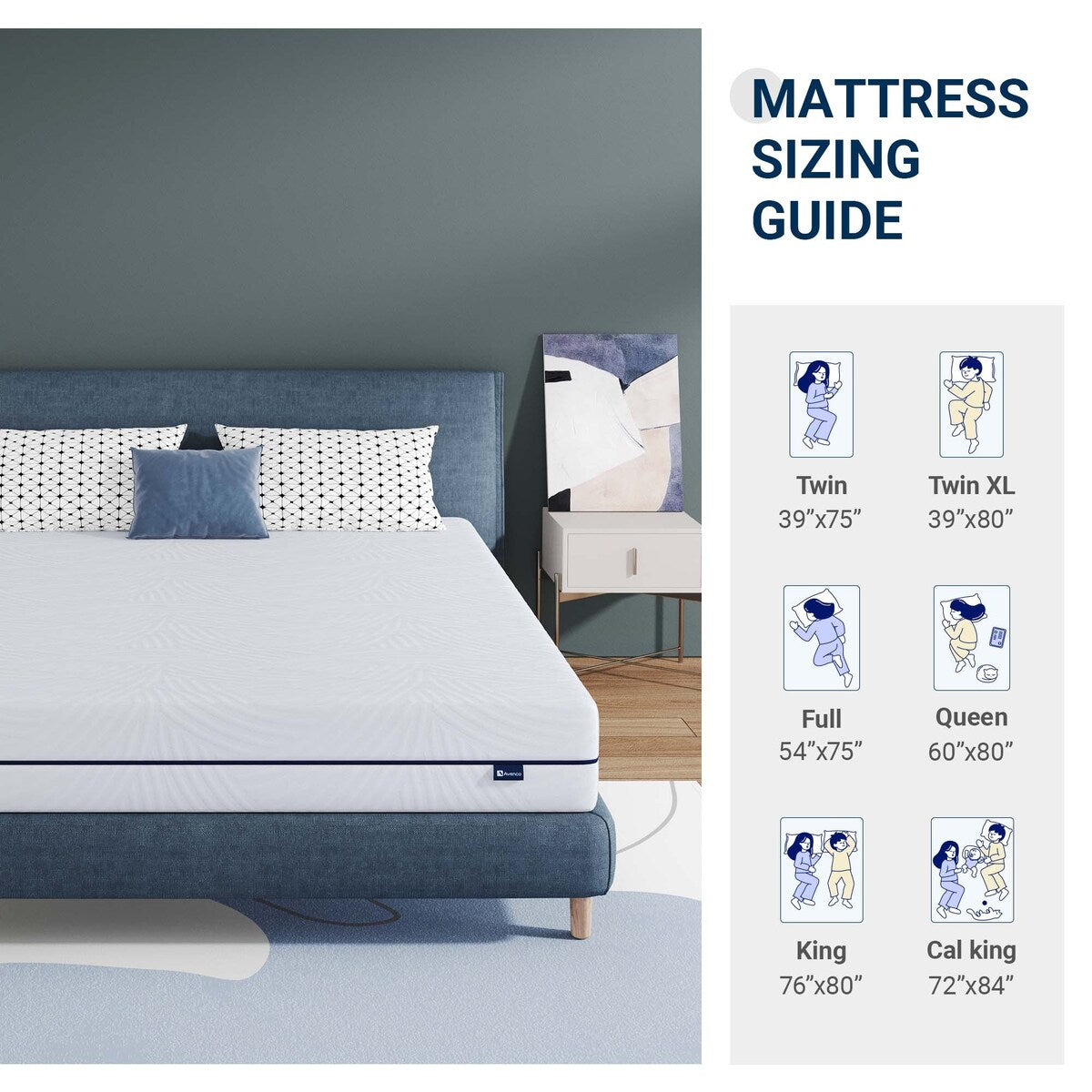 Materasso in memory foam gel medio da 8'' in una scatola con fodera staccabile