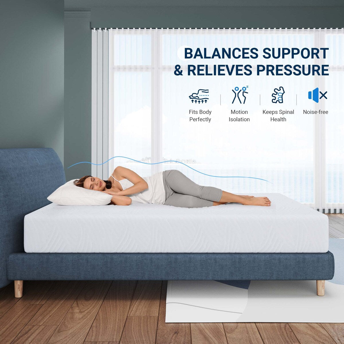 Materasso in memory foam gel medio da 8'' in una scatola con fodera staccabile