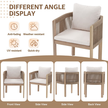 Set da pranzo da esterno in legno da 9 pezzi con cuscini