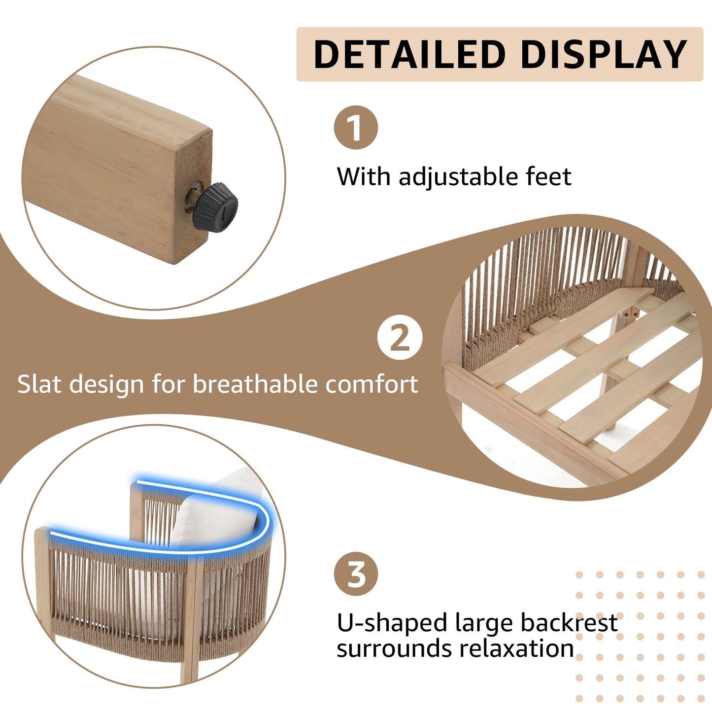 Set da pranzo da esterno in legno da 9 pezzi con cuscini