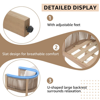 Set da pranzo da esterno in legno da 9 pezzi con cuscini