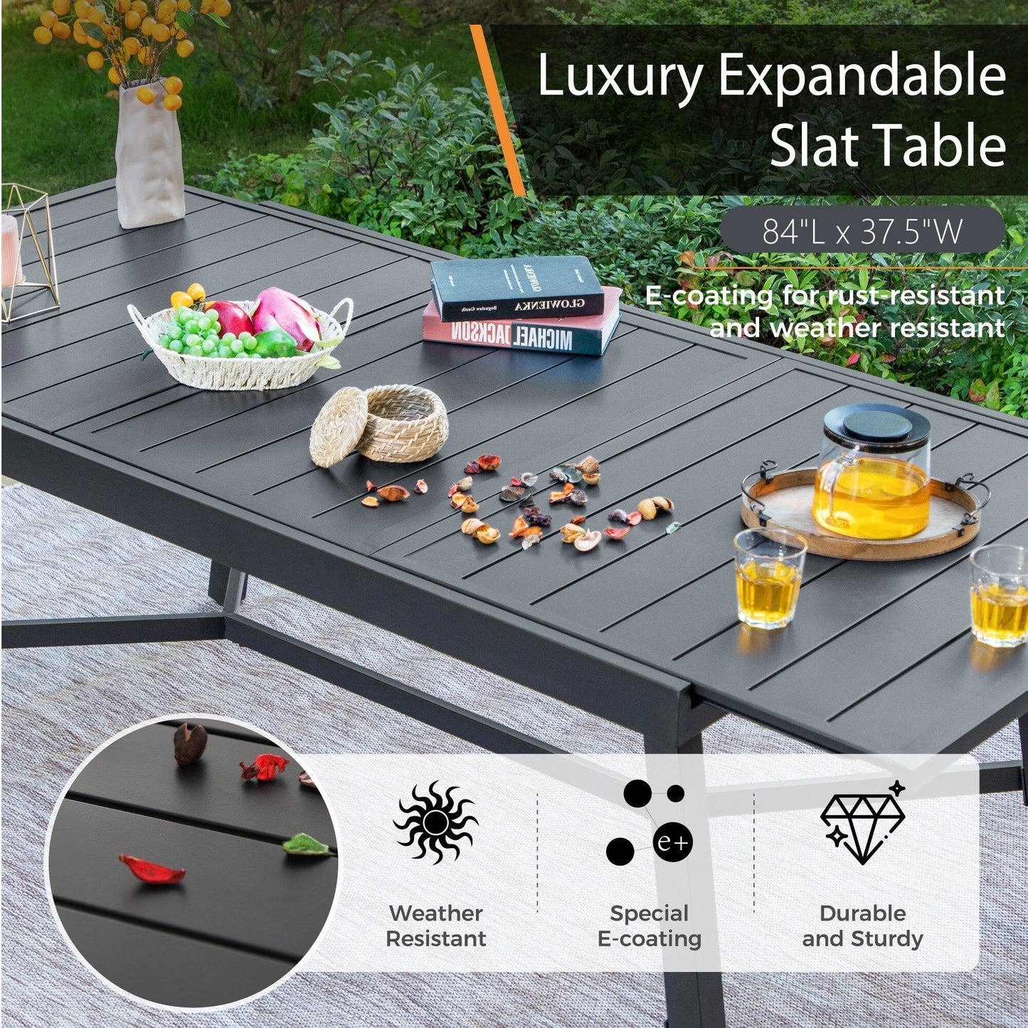 MAISON ARTS Set da pranzo per patio da 9/7 pezzi con sedie girevoli in rattan e tavolo da pranzo espandibile