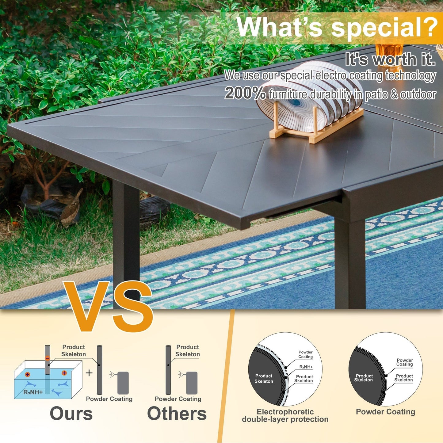 MAISON ARTS Set da pranzo per patio da 9/7 pezzi con 8/6 sedie girevoli in rattan e un tavolo da pranzo espandibile