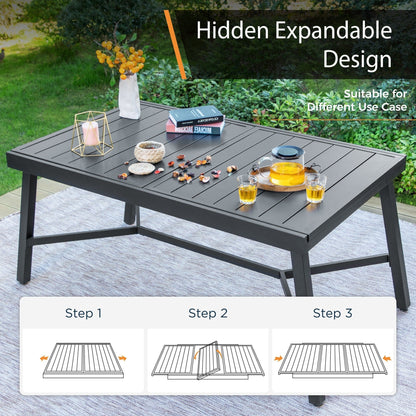 MAISON ARTS Set da pranzo per patio da 9/7 pezzi con sedie girevoli in rattan e tavolo da pranzo espandibile