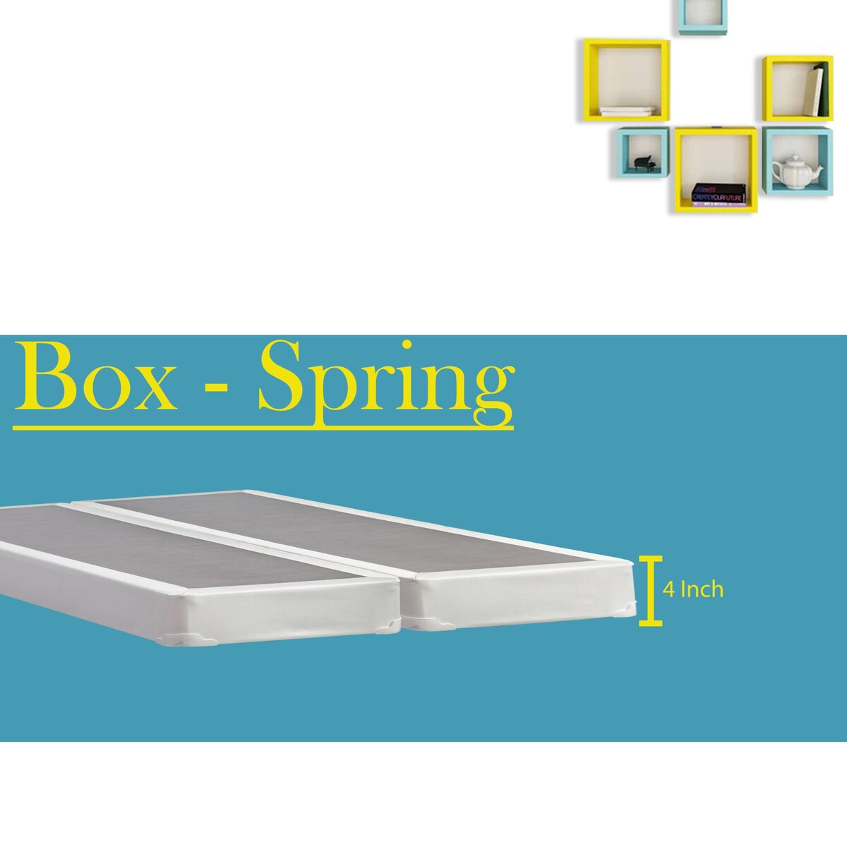 Materasso a molle insacchettate con rivestimento in schiuma semirigida da 9 pollici e set boxspring a basso profilo da 4 pollici con struttura in legno.