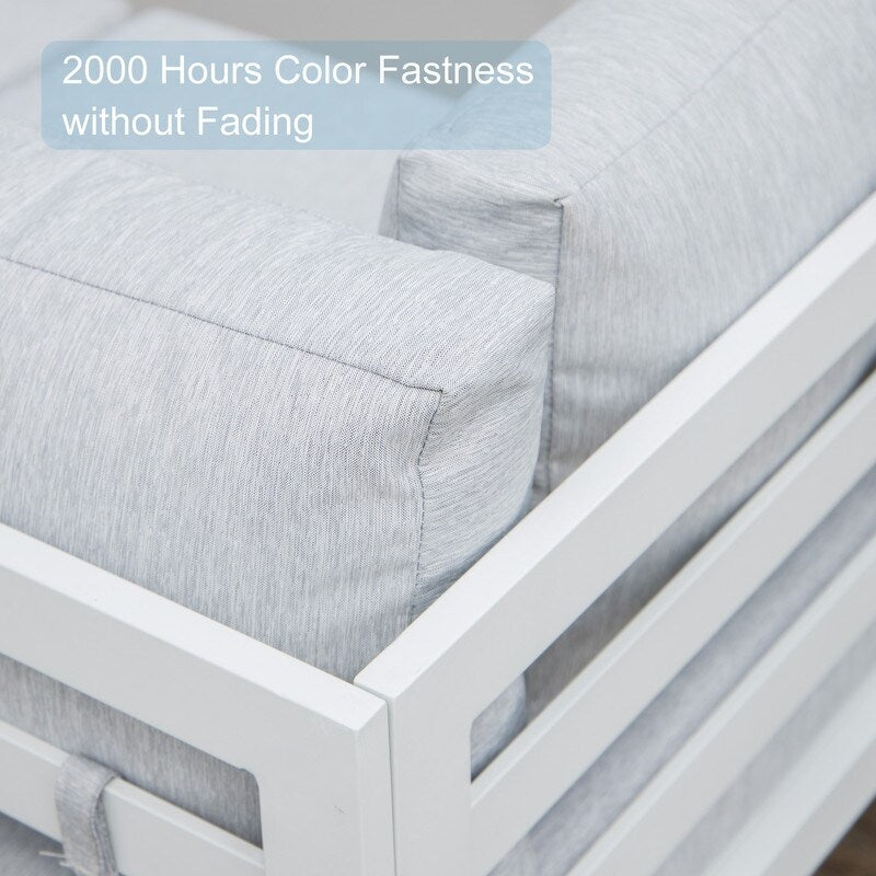 FINCATI 9 pezzi set di divani componibili in alluminio per esterni con tavolo