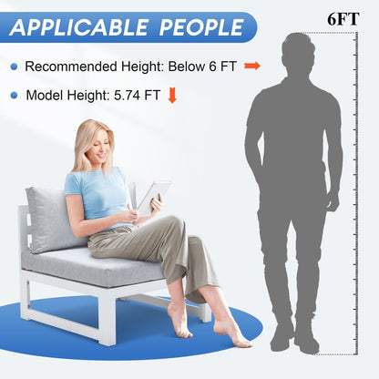 FINCATI 9 pezzi set di divani componibili in alluminio per esterni con tavolo