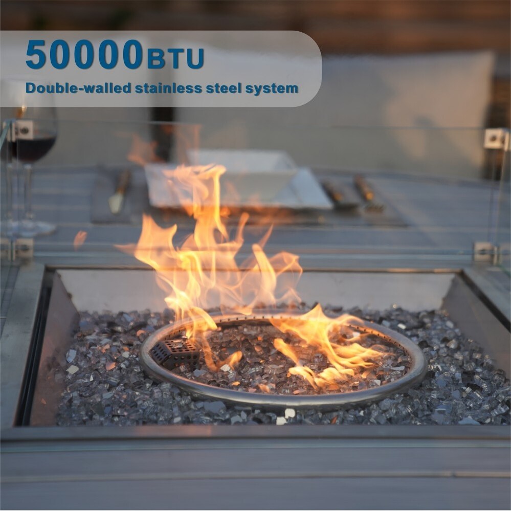 Set da pranzo con braciere rotondo in vimini Ellington da 9 pezzi - N/D