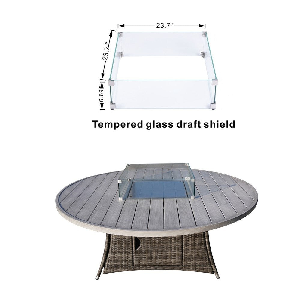 Set da pranzo con braciere rotondo in vimini Ellington da 9 pezzi - N/D