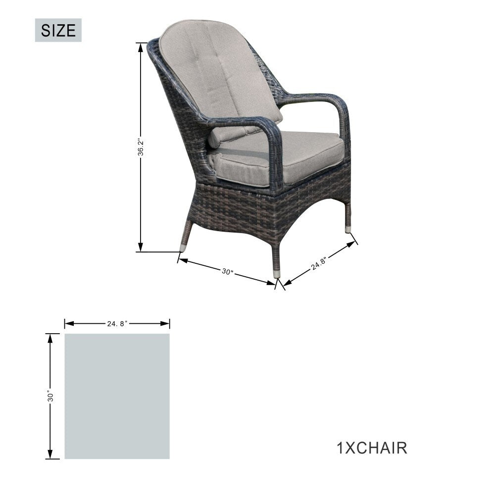 Set da pranzo con braciere rotondo in vimini Ellington da 9 pezzi - N/D