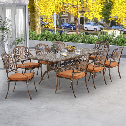 Set da pranzo per esterni da 9 pezzi con 1 tavolo + 8 sedie, set da esterno in alluminio resistente alle intemperie per patio, cortile, giardino