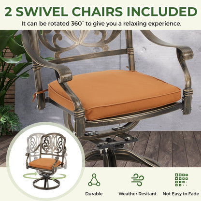 Set da pranzo per esterni da 9 pezzi con 1 tavolo + 8 sedie, set da esterno in alluminio resistente alle intemperie per patio, cortile, giardino