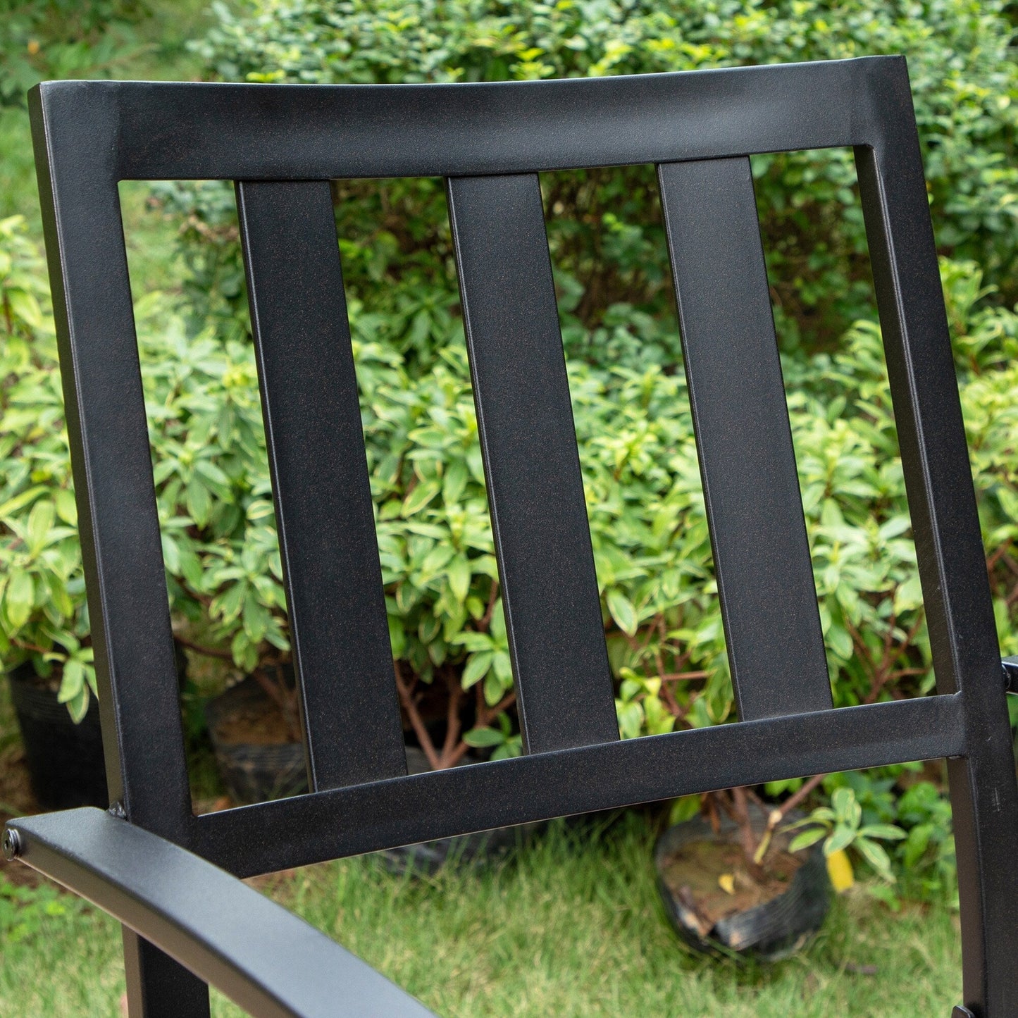 MAISON ARTS Set da pranzo per patio da 9 pezzi, tavolo quadrato in metallo da 60 pollici e 8 sedie da pranzo in metallo