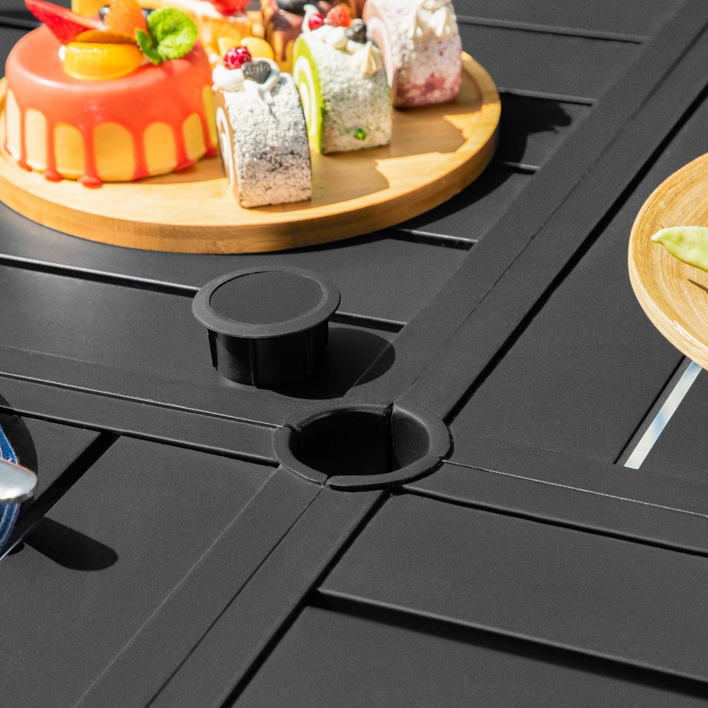 MAISON ARTS Set da pranzo per patio da 9 pezzi, tavolo quadrato in metallo da 60 pollici e 8 sedie da pranzo in metallo