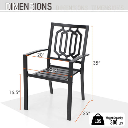 MAISON ARTS Set da pranzo per patio da 9 pezzi, tavolo quadrato in metallo da 60 pollici e 8 sedie da pranzo in metallo