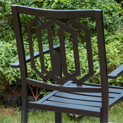 MAISON ARTS Set da pranzo per patio da 9 pezzi, tavolo quadrato in metallo da 60 pollici e 8 sedie da pranzo in metallo