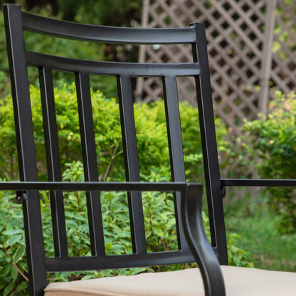 MAISON ARTS Set da pranzo per patio da 9 pezzi, tavolo quadrato in metallo da 60 pollici e 8 sedie da pranzo girevoli