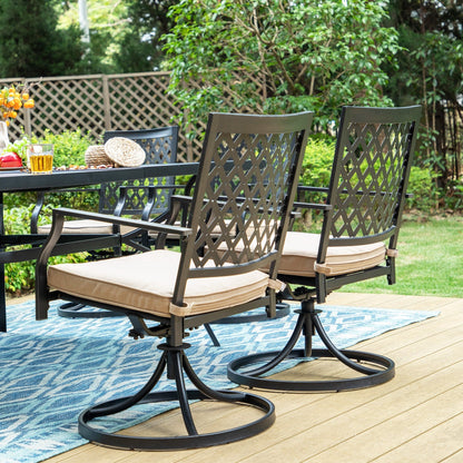 MAISON ARTS Set da pranzo per patio da 9 pezzi, tavolo quadrato in metallo da 60 pollici e 8 sedie da pranzo girevoli