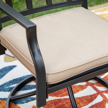 MAISON ARTS Set da pranzo per patio da 9 pezzi, tavolo quadrato in metallo da 60 pollici e 8 sedie da pranzo girevoli