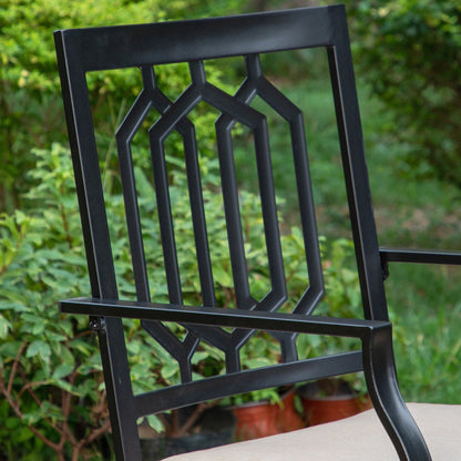 MAISON ARTS Set da pranzo per patio da 9 pezzi, tavolo quadrato in metallo da 60 pollici e 8 sedie da pranzo girevoli