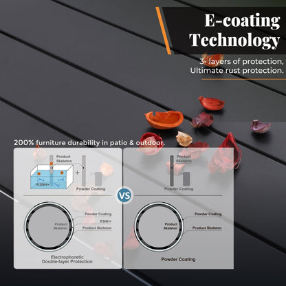 MAISON ARTS Set da pranzo per patio da 9 pezzi, tavolo quadrato in metallo da 60 pollici e 8 sedie da pranzo in textilene