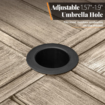 MAISON ARTS Set da pranzo per patio da 9 pezzi, tavolo quadrato in metallo da 60 pollici e 8 poltrone imbottite in tessuto textilene