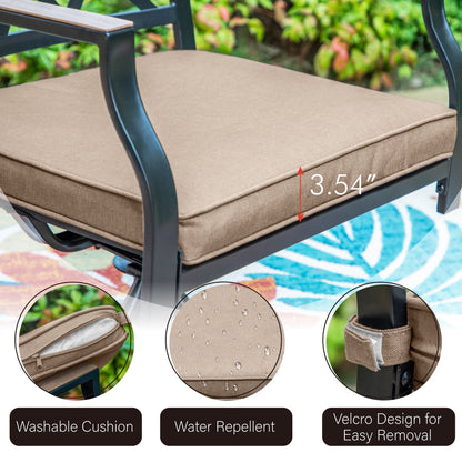 MAISON ARTS Set da pranzo per patio da 9 pezzi, tavolo quadrato in metallo da 60 pollici con 8 sedie da pranzo girevoli