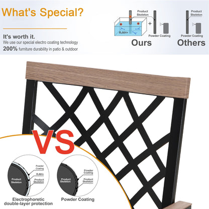 MAISON ARTS Set da pranzo per patio da 9 pezzi, tavolo quadrato in metallo da 60 pollici con 8 sedie da pranzo girevoli