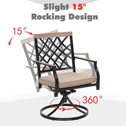 MAISON ARTS Set da pranzo per patio da 9 pezzi, tavolo quadrato in metallo da 60 pollici con 8 sedie da pranzo girevoli