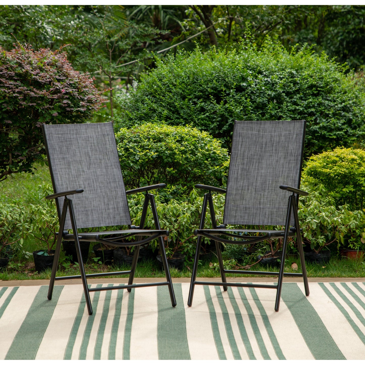 Set da pranzo per patio da 9 pezzi, tavolo in metallo e sedie da pranzo pieghevoli con 7 livelli di regolazione