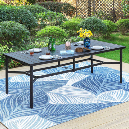 Set da pranzo per patio da 9 pezzi, tavolo in metallo e sedie da pranzo pieghevoli con 7 livelli di regolazione