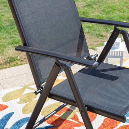 Set da pranzo per patio da 9 pezzi, tavolo in metallo e sedie da pranzo pieghevoli con 7 livelli di regolazione