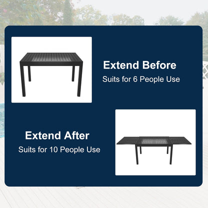 Set da pranzo per esterni da 9 pezzi con tavolo da pranzo estensibile