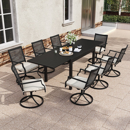 Set da pranzo per esterni da 9 pezzi con tavolo da pranzo estensibile