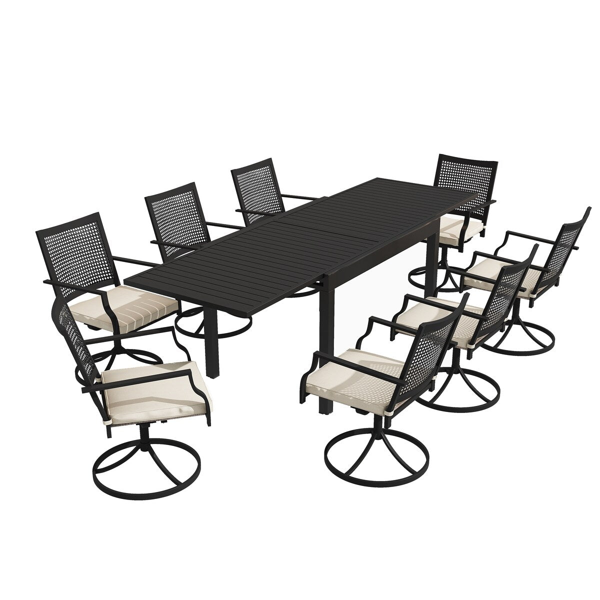 Set da pranzo per esterni da 9 pezzi con tavolo da pranzo estensibile