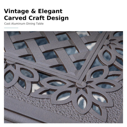 Set da pranzo per patio da 9 pezzi, set di mobili da pranzo in vimini e rattan per esterni con foro per ombrellone