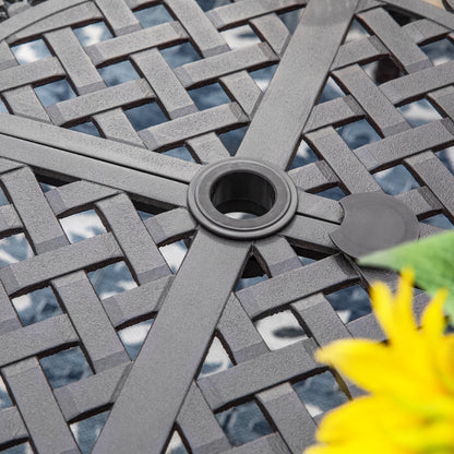 Set da pranzo per patio da 9 pezzi, set di mobili da pranzo in vimini e rattan per esterni con foro per ombrellone