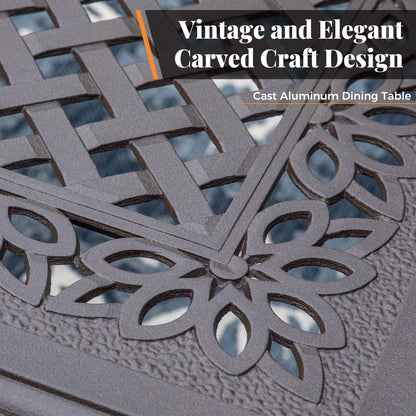 Set da pranzo per patio da 9 pezzi, set di mobili da pranzo in vimini e rattan per esterni con foro per ombrellone