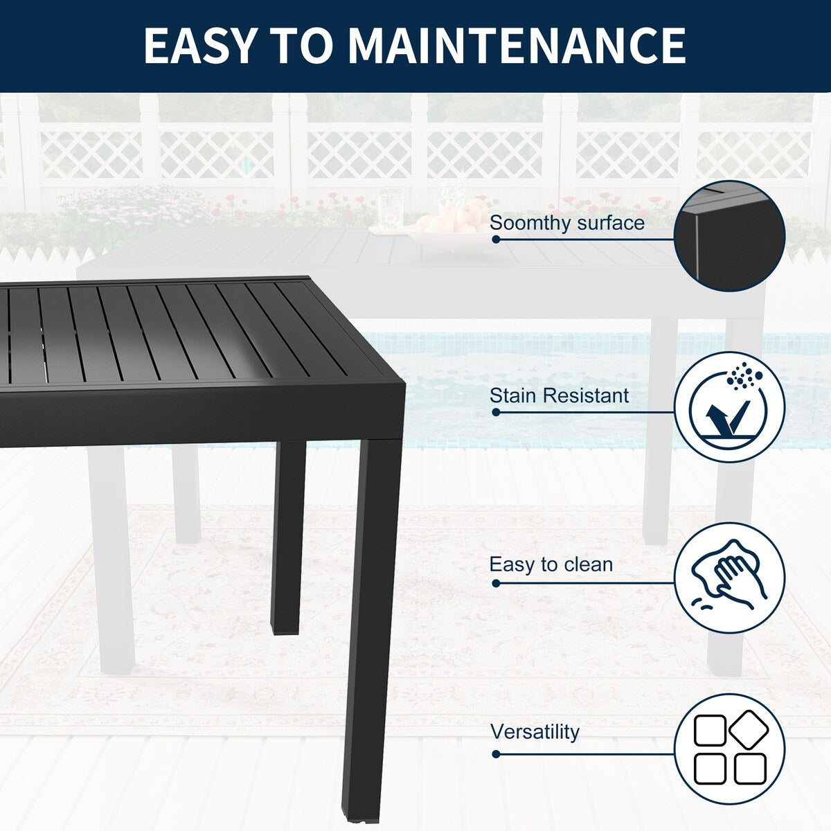 Set da pranzo da patio da 9 pezzi con tavolo da pranzo estensibile