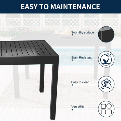 Set da pranzo da patio da 9 pezzi con tavolo da pranzo estensibile