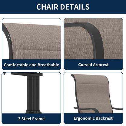 Set da pranzo da patio da 9 pezzi con tavolo da pranzo estensibile