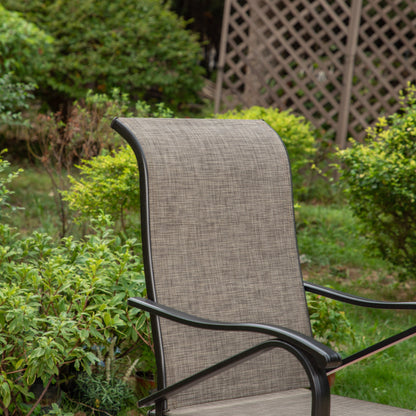 MAISON?ARTS Set da pranzo per patio da 9 pezzi, tavolo quadrato in metallo da 60 pollici e sedie a dondolo da pranzo con cinghie